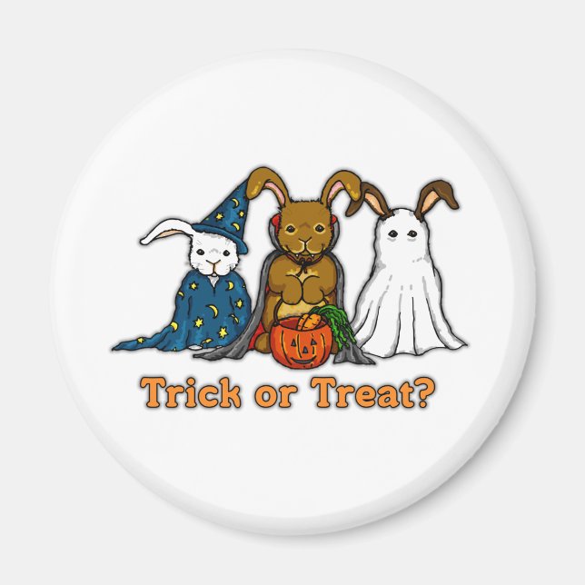 Íman Coelhos Halloween Trick ou Tratando (Frente)