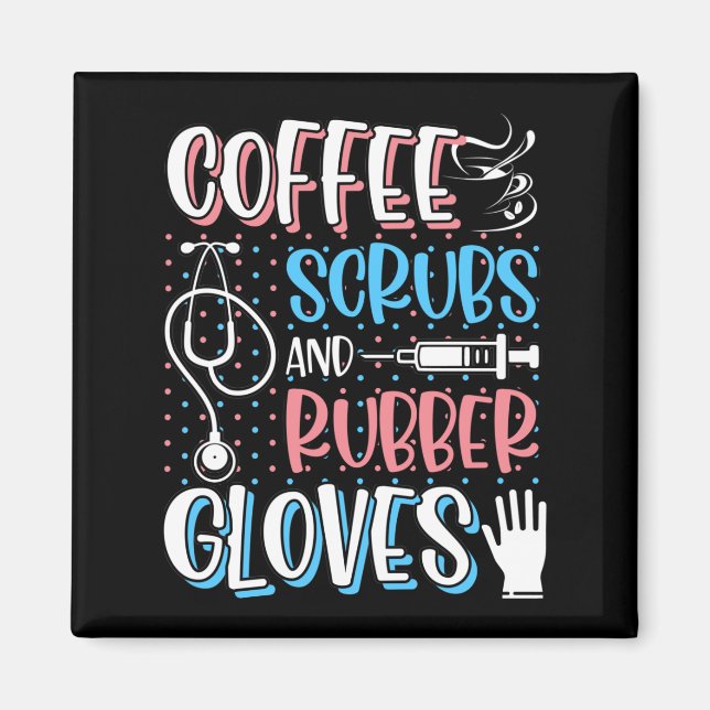 Íman COFFEE SCRUBS RUBBER GLOVES RN Nurse registrada (Frente)