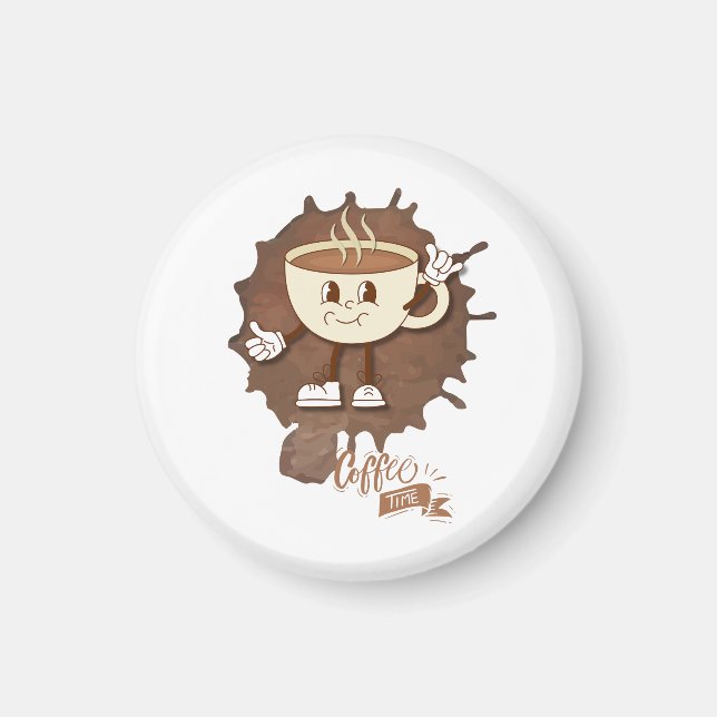 Íman **Coffee Time – Cute Smiling Cup Steam  (Frente)