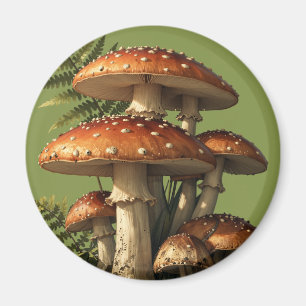 Íman Cogumelos Amanita Vermelhos com Samambaia Botânica