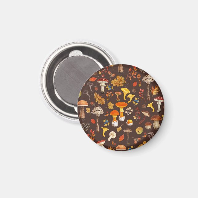 Íman Cogumelos selvagens em castanho (Front/Back)