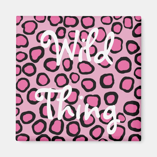 Íman Coisa Selvagem De Impressão Animal Rosa Faux (Frente)