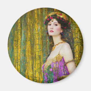 Íman Colagem Colorida de Estilo Klimt Retrato de uma Mu