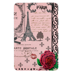 Íman Colagem cor-de-rosa de Paris do vintage