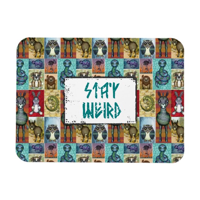 Íman Colagem de animais bonitos Design de arte popular (Horizontal)