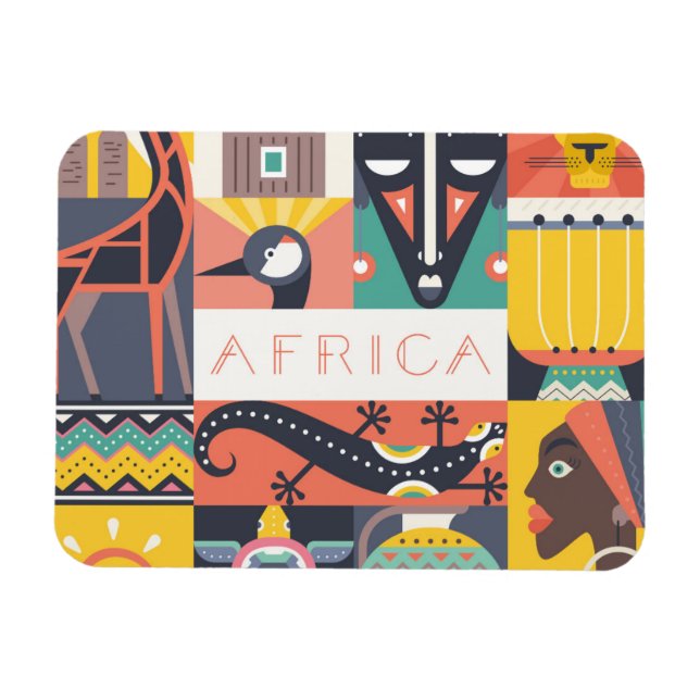 Íman Colagem de Arte Simbólica Africana (Horizontal)