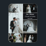 Íman Colagem de Casamento Fotográfico do recem casados<br><div class="desc">Celebre suas memórias de casamento com este ímã personalizado de colagem fotográfica. Com seis marcadores de fotos e texto editável para nomes, data e a frase Recem casados, este elegante design faz uma manutenção significativa ou um favor de casamento. Personalizar em minutos: - Substitua por 6 das suas fotos favoritas...</div>