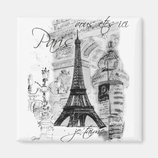 Íman Colagem de Cena Francesa em Torre Eiffel de Paris