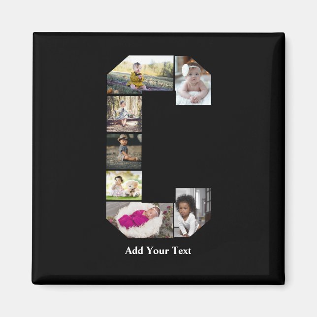 Íman Colagem de Fotografias com design Carta C (Frente)