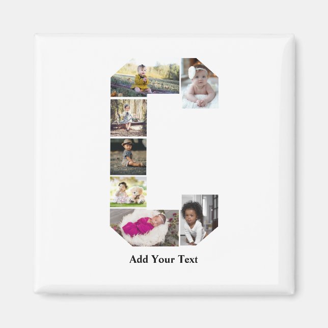 Íman Colagem de Fotografias com design Carta C (Frente)