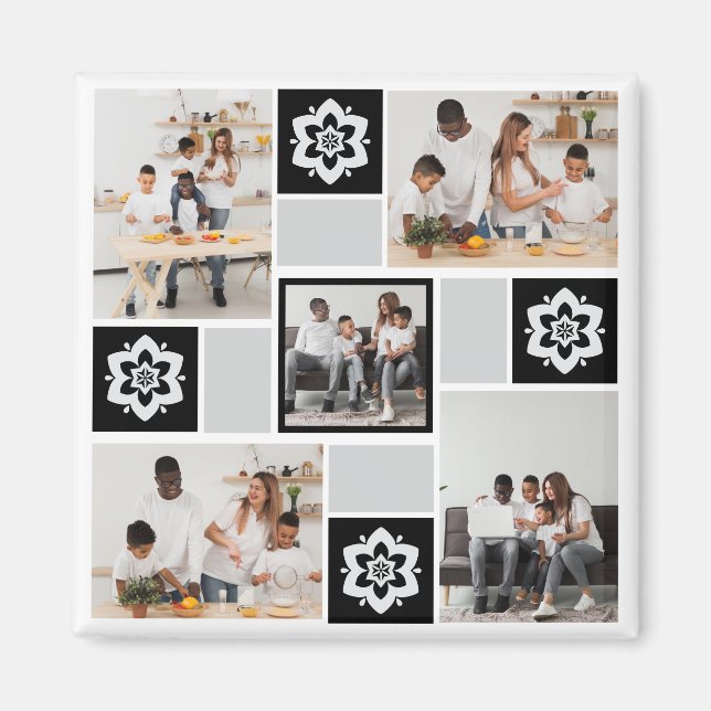 Íman Colagem de Fotografias com design Floral 5 (Frente)