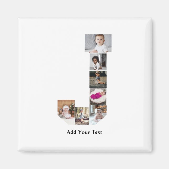 Íman Colagem de Fotografias com design Letra J (Frente)