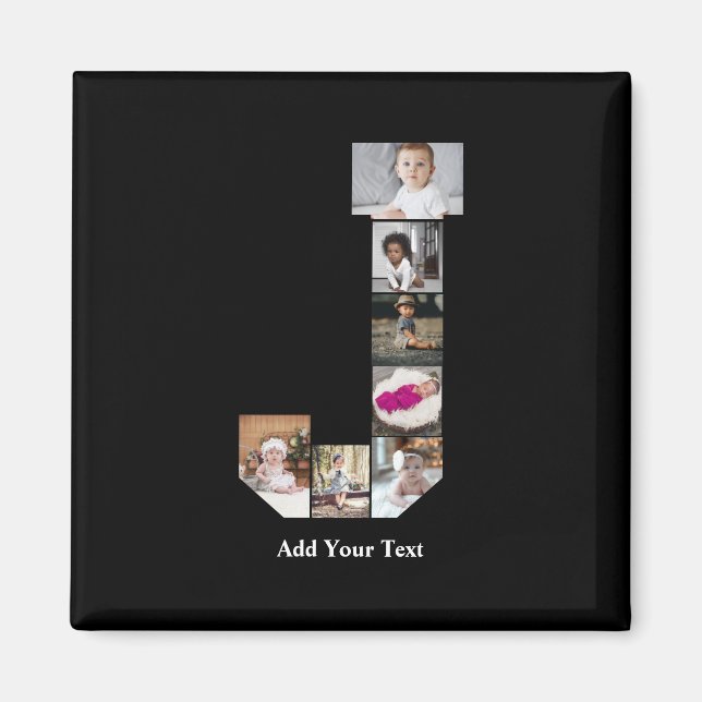 Íman Colagem de Fotografias com design Letra J (Frente)