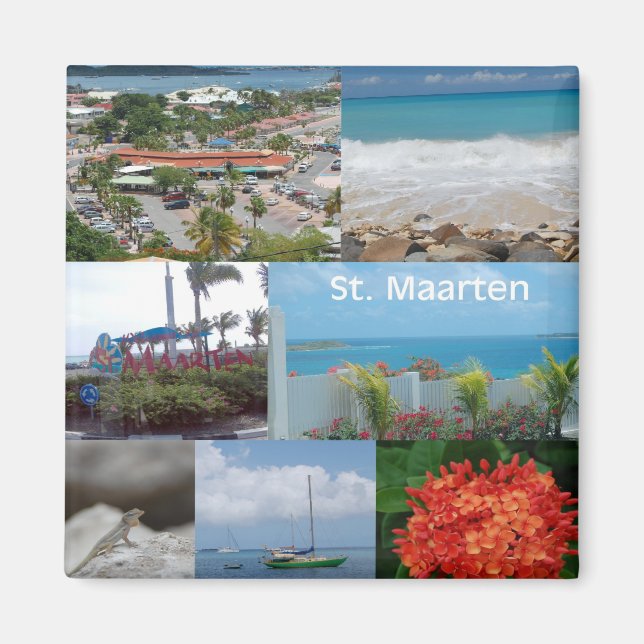 Íman Colagem de Fotografias do Santo Sint Maarten (Frente)