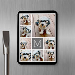 Íman Colagem de Fotografias em Preto e Cinza 8 - com mo<br><div class="desc">Use fotos quadradas para este design. Use oito fotos quadradas para criar uma grade de fotos com um monograma pessoal. Um design com fotos de tamanho diferente e um fundo sólido. Ou ficar com o filhote hipster e fazer uma moda. Para obter melhores resultados, recorte suas fotos em quadrados antes...</div>