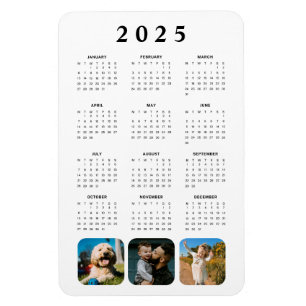 Íman Colagem de Fotografias Mensal 2025 Calendar Magnet