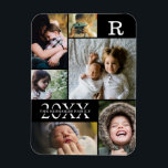 Íman Colagem de Fotos 6 da Família de Blocos de Cor Pre<br><div class="desc">Colagem de Fotos da Família 6 de Blocos de Cor Preta Moderna - com sobrenome pessoal da família, ano e letra inicial, tudo organizado em um layout elegante de grade. Este design moderno e elegante mostra 6 de suas próprias fotos lindamente. Disponível em várias cores para corresponder a qualquer decoração...</div>