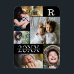Íman Colagem de Fotos 6 da Família de Blocos de Cor Pre<br><div class="desc">Colagem de Fotos da Família 6 de Blocos de Cor Preta Moderna - com sobrenome pessoal da família, ano e letra inicial, tudo organizado em um layout elegante de grade. Este design moderno e elegante mostra 6 de suas próprias fotos lindamente. Disponível em várias cores para corresponder a qualquer decoração...</div>