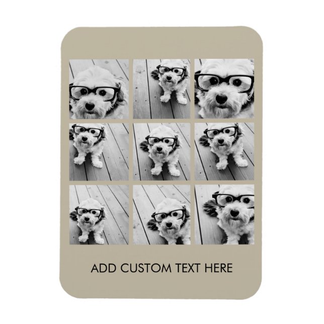 Íman Colagem de Fotos com 9 fotos quadradas - Taupe (Vertical)