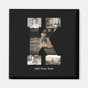 Íman Colagem de Fotos com Letra K em Preto e Branco