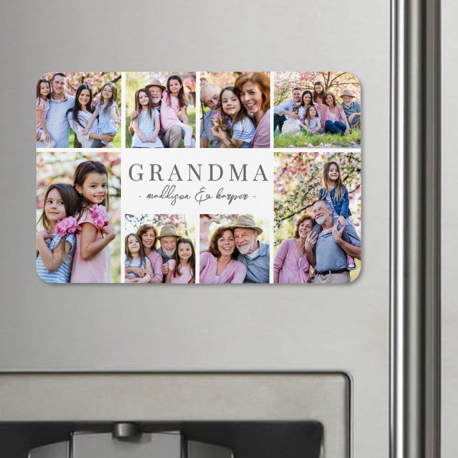 Íman Colagem de Fotos da Vovó Simples (Simple Grandma Photo Collage Magnet )