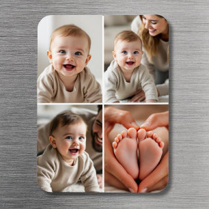 Íman Colagem de Fotos de Bebê Minimalista Moderna 4 Fot