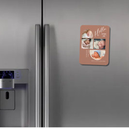 Íman Colagem de Fotos de Bebê Terracota Moderna 4 Nasci