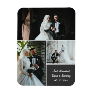 Íman Colagem De Fotos De Casamento Elegante Com Nomes P
