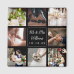 Íman Colagem de Fotos de Casamento Obrigado Personaliza<br><div class="desc">Personalize com suas oito fotos favoritas de casamento,  nome e data especial para criar uma colagem de fotos,  memória e presente únicos. Um bom tesouro! Você pode personalizar o fundo para sua cor favorita. Projetado por Thisnotme©</div>