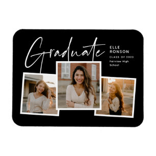 Íman Colagem de Fotos de Graduação com Letra Moderna Fo