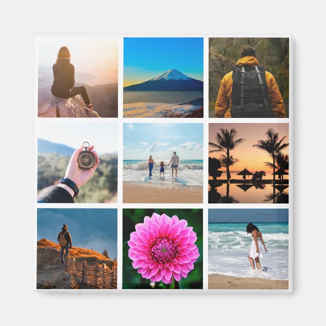 Íman Colagem de Fotos de Nove Fotos Personalizável (Frente)