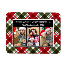 Íman Colagem de Fotos de Tartan, Xadrez de Natal feliz