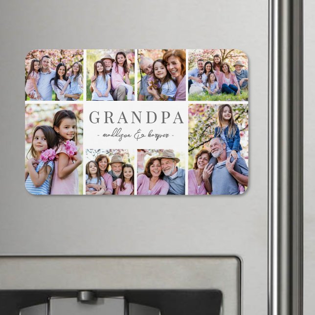 Íman Colagem de Fotos do Avô Simples (Simple Grandpa Photo Collage Magnet)
