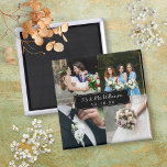 Íman Colagem de Fotos do Dia do Casamento Elegante<br><div class="desc">Personalize com suas quatro fotos favoritas de casamento,  nome e data especial para criar uma colagem de fotos,  memória e presente únicos. Um bom tesouro! Você pode personalizar o fundo para sua cor favorita. Projetado por Thisnotme©</div>