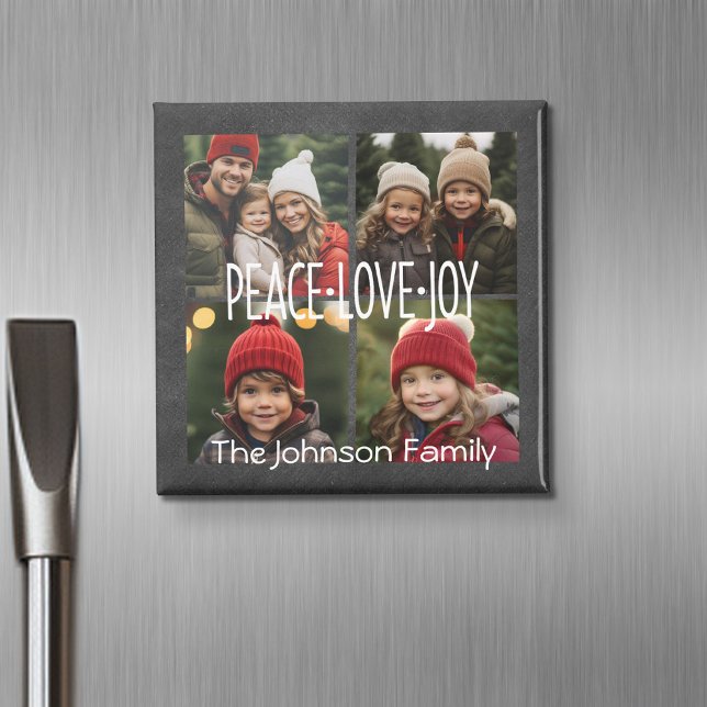 Íman Colagem de Fotos do Quadro de Chalkings de Férias  (Personalized fridge magnet with photos and custom text)