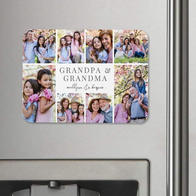 Íman Colagem de Fotos dos Avós (Grandparents Photo Collage Magnet )