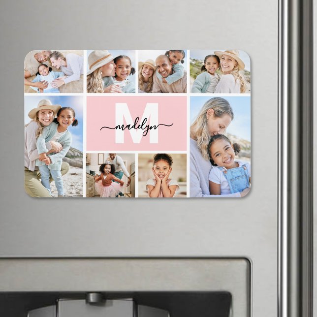 Íman Colagem de Fotos Monograma Imagem (Photo Collage Monogram Picture Magnet)