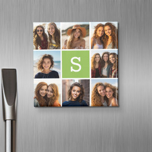 Íman Colagem de Fotos Monograma Personalizado - Verde L