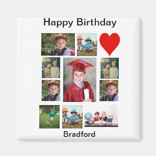 Íman Colagem de Fotos Personalizada Moderna de Aniversá