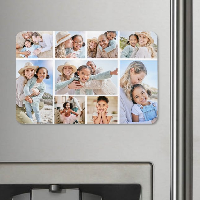 Íman Colagem de Fotos Personalizadas da Família (Simple Custom Family Photo Collage Magnet)