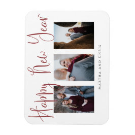 Íman Colagem de Fotos Rosa Moderna do Feliz ano novo El