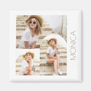 Íman Colagem de Fotos Simples e Moderna com Nome