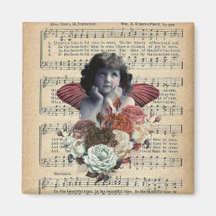 Íman Colagem de Garota Vintage Cherub