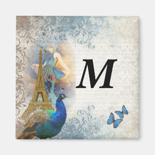 Íman Colagem de pavão de Paris