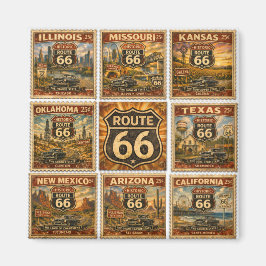 Íman Colagem de selo estadual da Rota 66 Vintage Americ