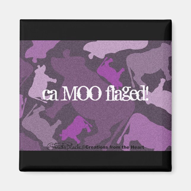 Íman Colagem de Vaca CaMOOflage em Roxo (Frente)