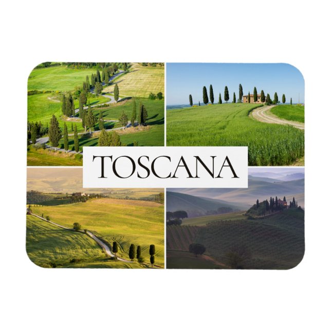 Íman Colagem de viagem de paisagens da Toscânia (Horizontal)