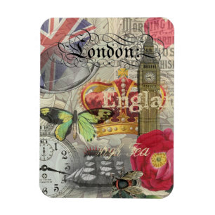Íman Colagem de Viagens vintage da Inglaterra