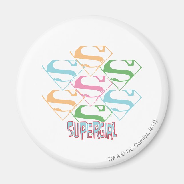 Íman Colagem do logotipo Supergirl Pastel (Frente)