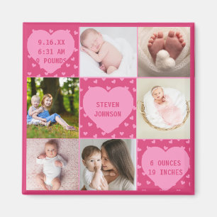 Íman Colagem Personalizada de 6 Fotos de Bebê Recém-Nas